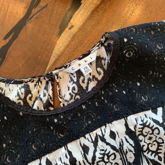 CAbi Black & Cream Lace & Floral Blouse - Picture 4 of 10
